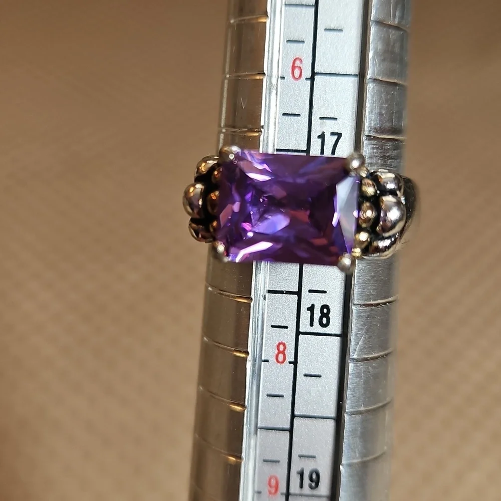 Vintage Sterling Silver Imitation Amethyst Ring Gold Over Silver Size 7